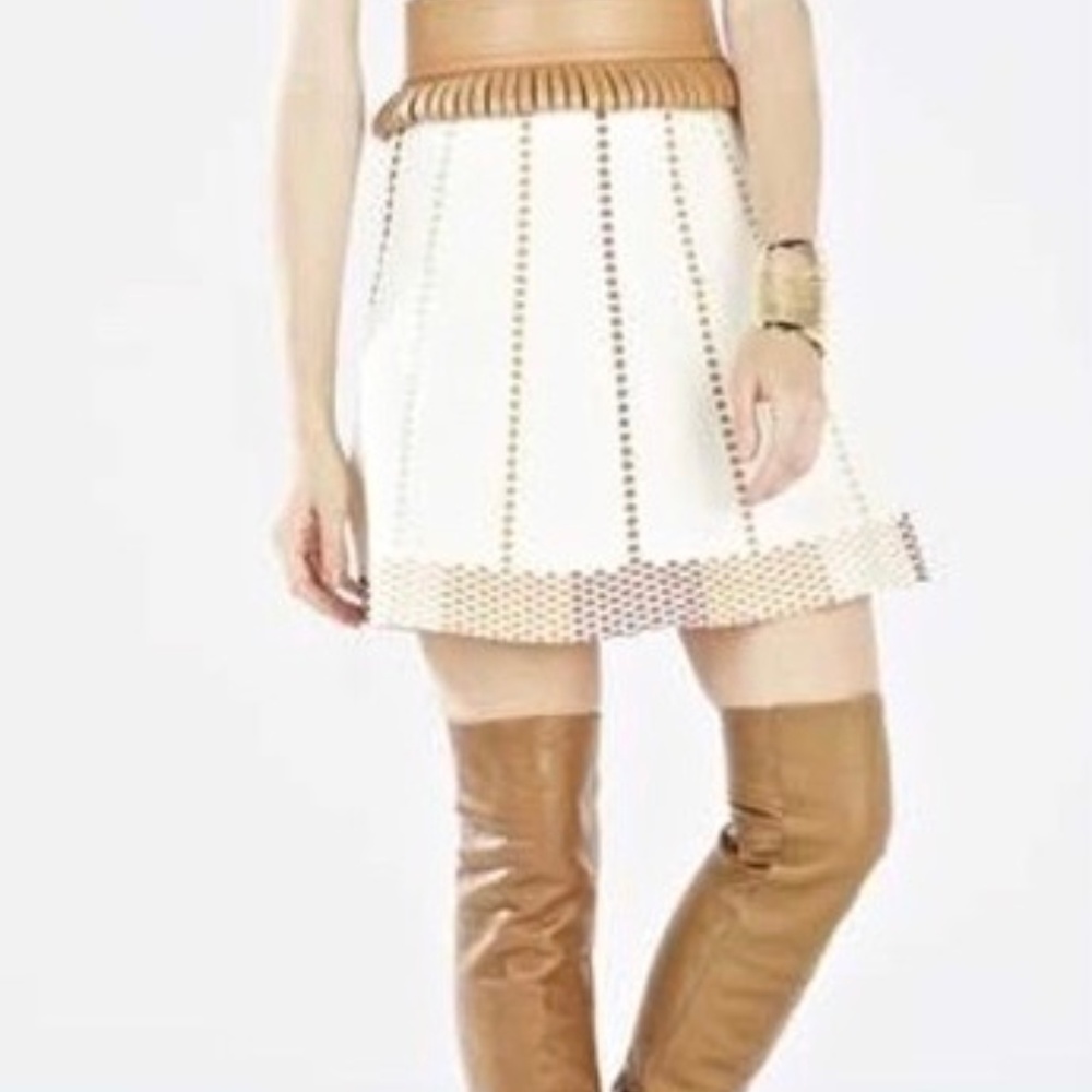 bcbgmaxazria Cream/Camel Knit Fit&Flare Skirt Fall